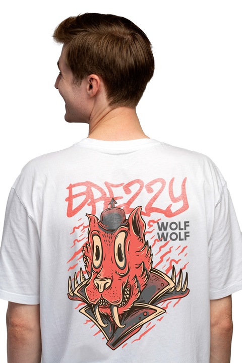 Мъжка тениска, Brezzy Wol Wolf, Чисто бяло