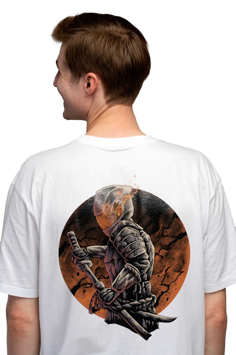 Мъжка тениска с щампа на гръб Ronin Rider Samurai Sword 100% памук Бяла M