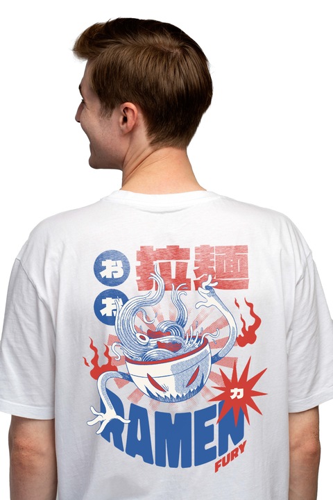 Мъжка тениска, Ramen Fury, Чисто бяло