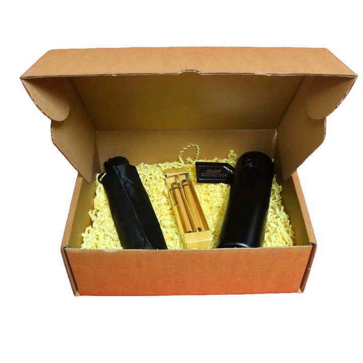 Set Craciun 4 piese, Umbrela eleganta neagra, Pix si Creion, Termos negru smart, 32, 5×25, 5×10, 5 cm, SCC004