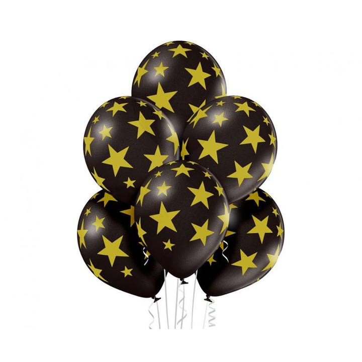 Csillagos Black Star léggömb, lufi szett 6 db-os 30 cm (12 inch)