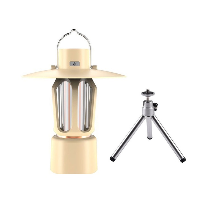 Lampa camping reincarcabila, rezistenta la apa, incarcare rapida Type-C, crem, 120x120x145mm