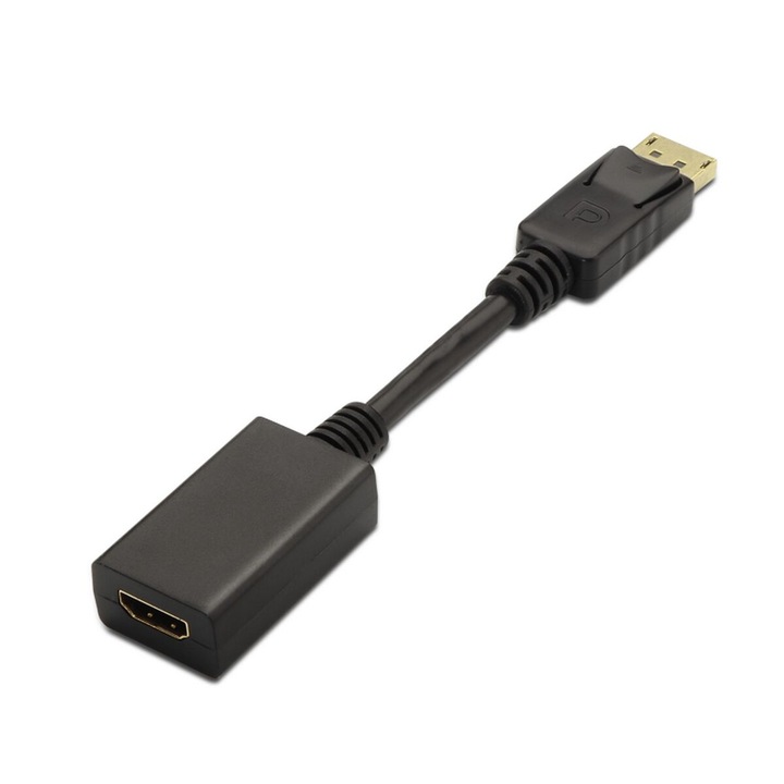 Cablu HDMI Aisens A125-0134, plug and play, aurit, negru, 15cm