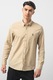 U.S. Polo Assn, Camasa de bumbac cu guler fixat cu nasturi, Bej, M
