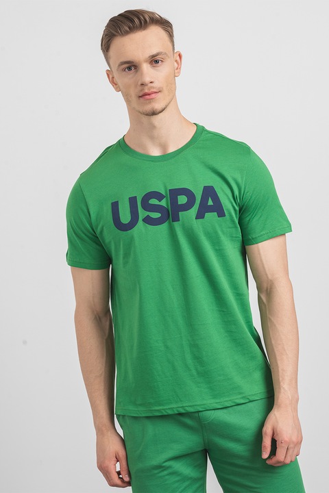 U.S. Polo Assn, Тениска с лого, Зелен, Тъмносин, 4XL