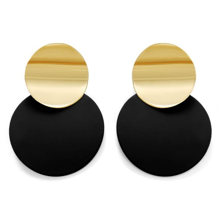 925-ös ezüst fülbevaló fekete és arany kör alakú női darabokkal