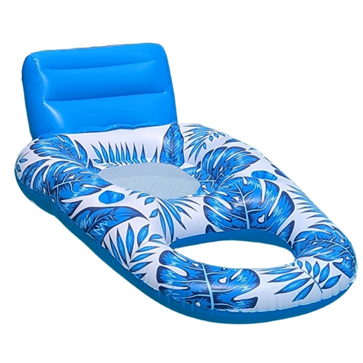 Hamac gonflabil pentru piscina, enkourakoko®, cu suporturi pentru pahare, PVC, Albastru