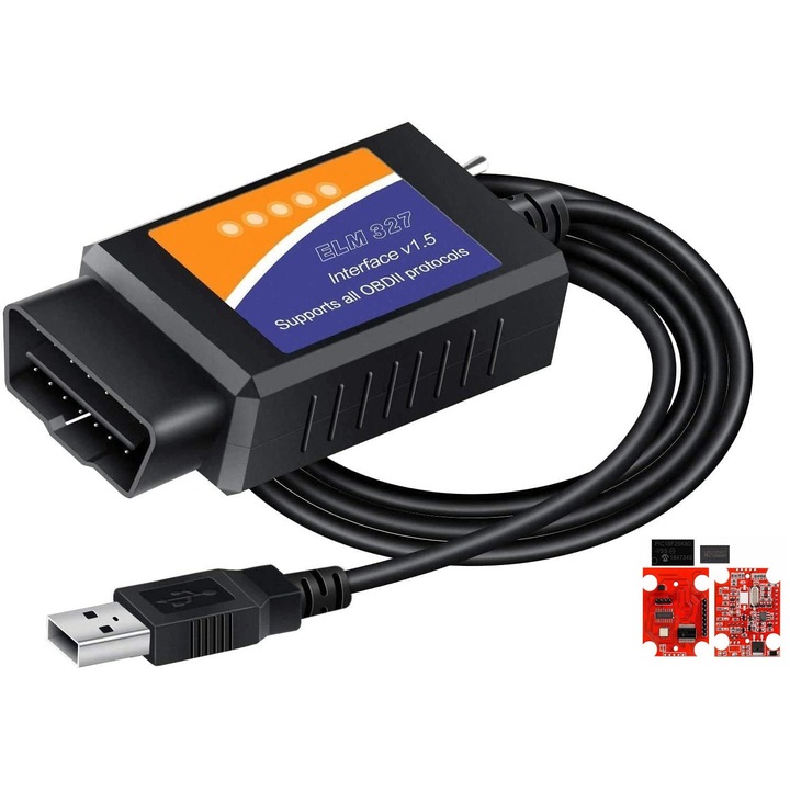 ELM327 USB автомобилен диагностичен интерфейс, с превключвател, чип 25k80 и CH340, MS CAN, HS CAN, мултибранд
