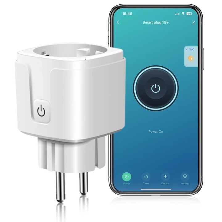 Умен контакт iUni PS1, 16A, WiFi, мониторинг на потреблението, Smart Life / Tuya APP, съвместим с Alexa/Google Assistant