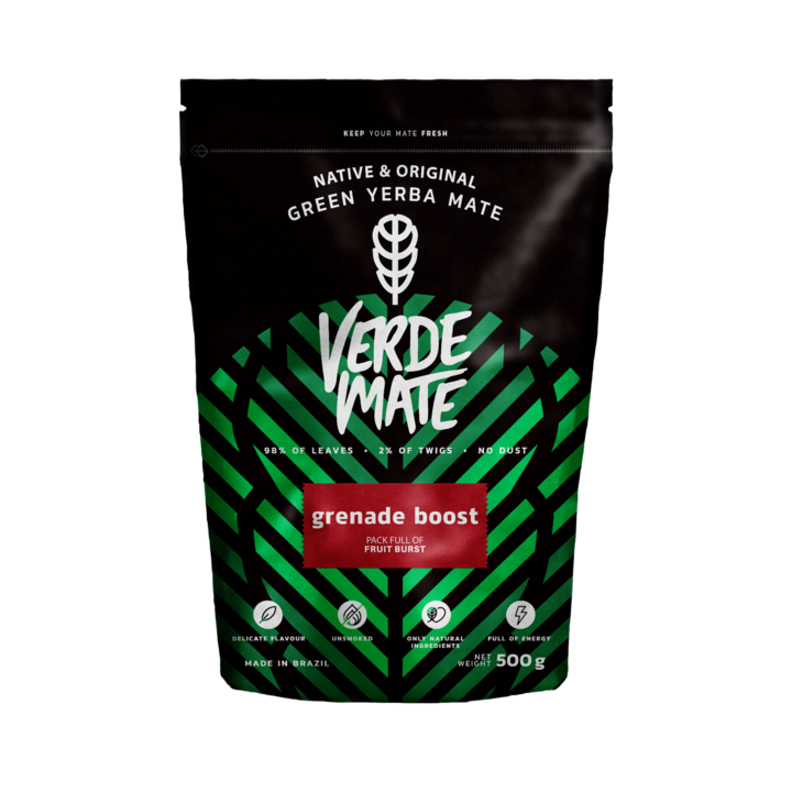 Ceai Yerba Mate, Verde Mate Green Grenade Boost, Fructe, 500g