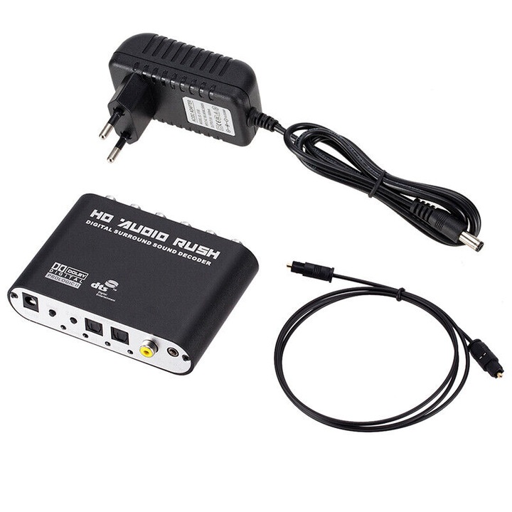 Convertor Digital la analog, XGETOP®, Digital 5.1 Audio Decoder Dolby Dts / Ac-3 Optical la 5.1-Channel RCA Analog
