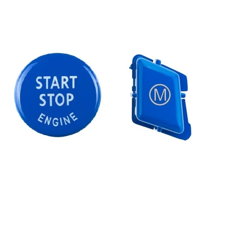 Set 2 Butoane Start Stop si Volan M sport compatibile cu BMW E90 E91 E92 E93, Albastru