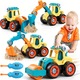 Set 4 Utilaje de Constructii pentru Copii, BYONDSELF®, cu Masini de Jucarie, Buldozer, Excavator, Tavalug, Burghiu de Pamant, cu Cutie de Depozitare, Amovibil, Multicolor, 3 Ani+