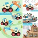 Set 4 Utilaje de Constructii pentru Copii, BYONDSELF®, cu Masini de Jucarie, Buldozer, Excavator, Tavalug, Burghiu de Pamant, cu Cutie de Depozitare, Amovibil, Multicolor, 3 Ani+
