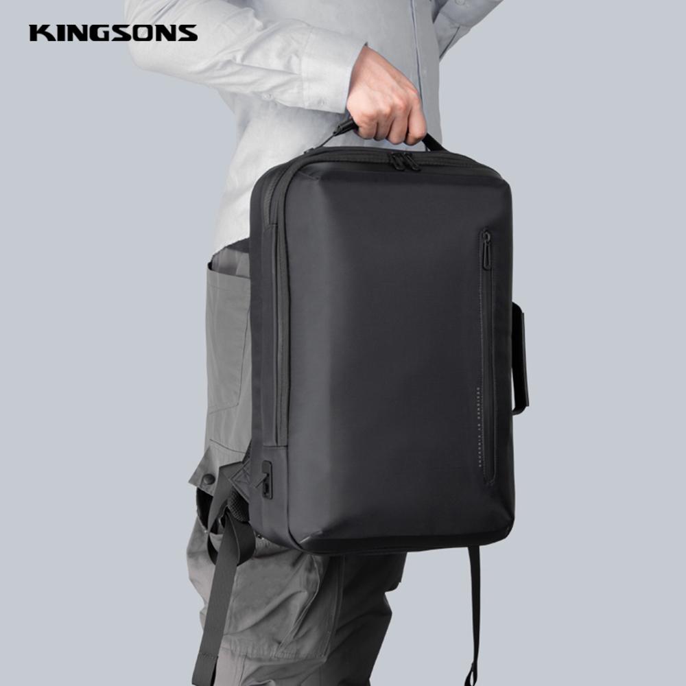 Rucsac laptop 15.6" smart business, impermeabil, cu port de incarcare USB, KINGSONS, 29x18x45.5 cm, Negru
