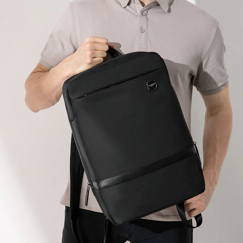 Rucsac laptop 15.6" casual business urban, ingust, impermeabil, KINGSONS, 28.5x11.5x41 cm, Negru