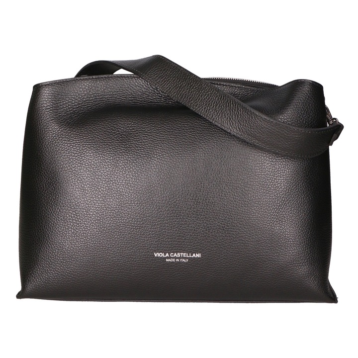 Viola Castellani, Geanta de piele cu bareta de umar, Negru
