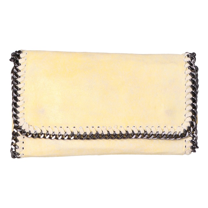 Gave Lux, Geanta de piele cu bareta de umar si clapa, Galben