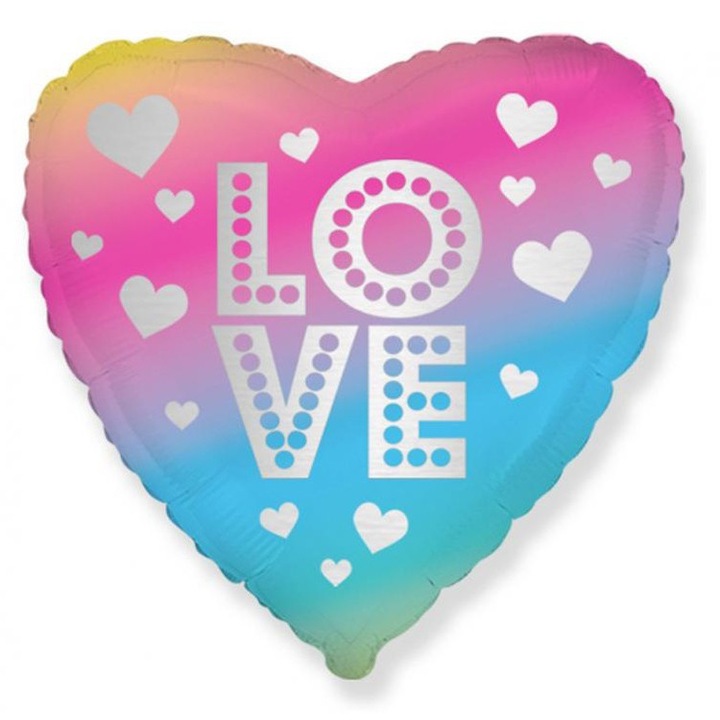 Фолиев балон Colorful heart Rainbow 46 см (WP)