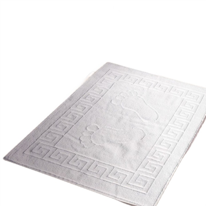Görög határtörülköző típusú fürdőszőnyeg talppal 600 gramm/négyzetméter 50x70 cm, fehér