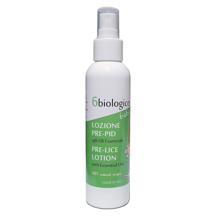 Lotiune Anti-Paduchi pentru Copii si Bebelusi, cu Ulei de Neem si Lavanda, Protectie, Curatare si Ingrijire Delicata a Scalpului, Fara Alcool,100% Naturala, Produs Vegan, 100 ml, 6biologico