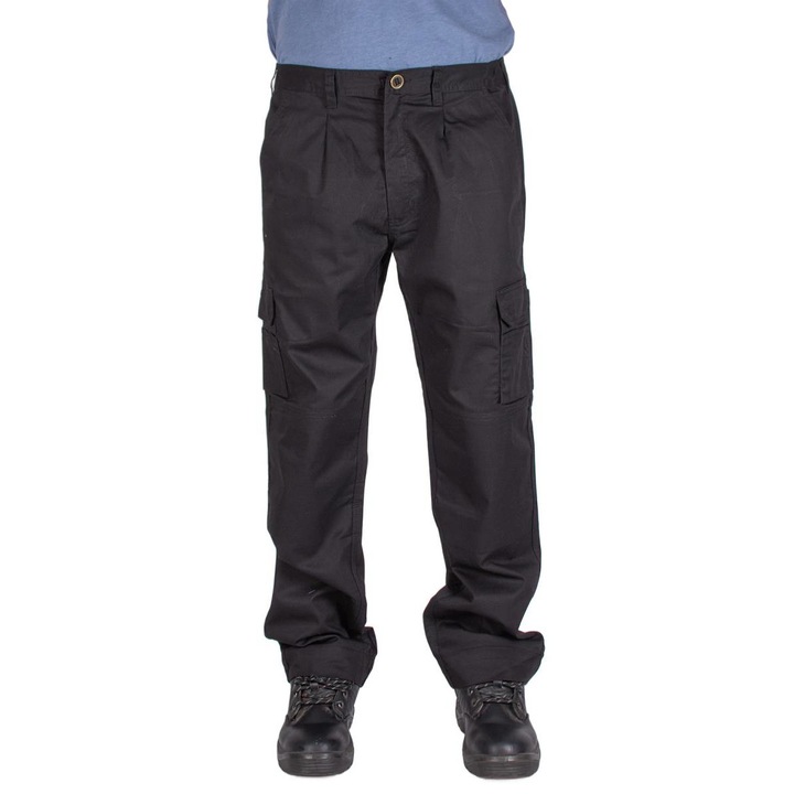 Мъжки работен панталон в кръста с джобове Черен W38-L32