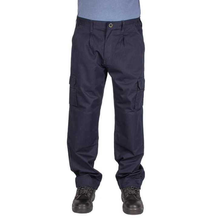 Мъжки работен панталон в кръста с джобове, тъмносин, W38-L32