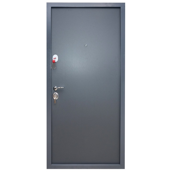 Usa metalica exterior casa DEFENDER THERMO, placata cu HDF si metal infoliat, antracit /alb, izolatie termica 1.1 w mpK, izolatie fonica 38 dB, rezistenta sporita la soare si apa, 980x2050, dreapta