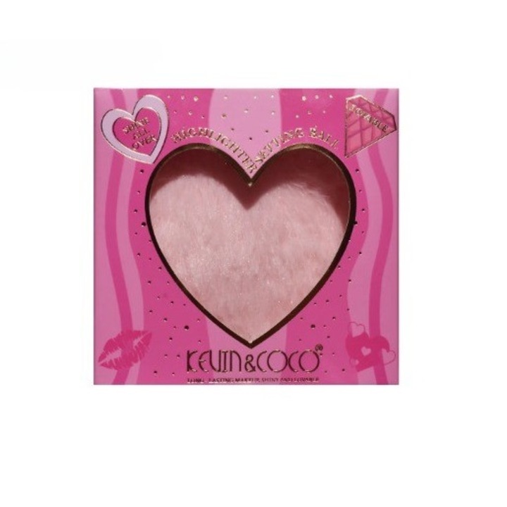 Апликатор за илюминатор/пудра, тип пухкава гъба, Kevin&Coco, 9,6 x 9,6 x 7,2 cm, розов