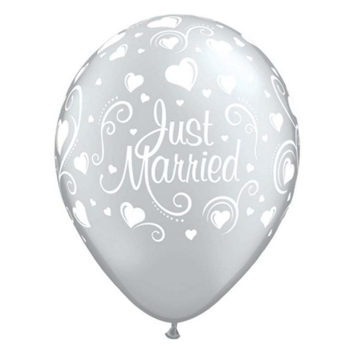 Метален балон Just Married Hearts, 6 броя 11 инча (28 см)