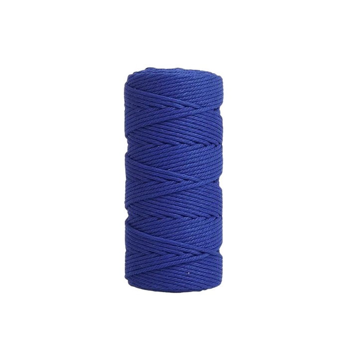 Makramé fonal, 100% pamut, kék, 3 mm x 200 m, 380 g