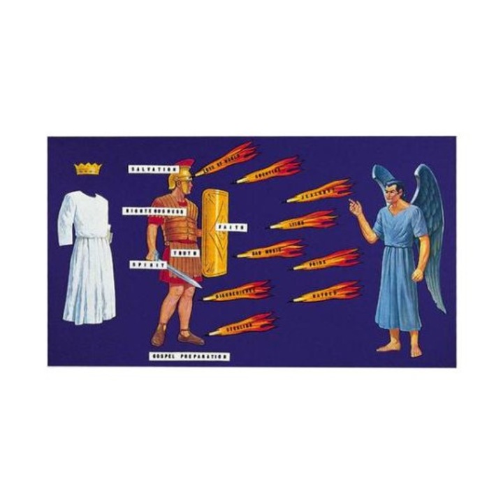 Set piese din fetru - Armura crestinului pentru flanelograf, 12 piese pretaiate, predare creativa, povestiri biblice, scoli, gradinite, biserici