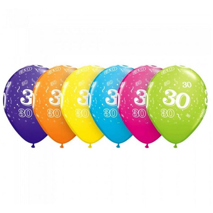Цветни Честит рожден ден 30 балона Pastel Mix, балони 6 броя 11 инча (28 см)