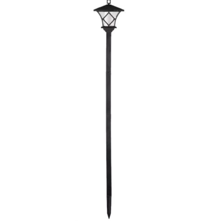 Lampa solara pentru gradina CLASStitude, model felinar, lumina calda, usor de instalat, extensibila, rezistenta, autonomie 8h, 57 - 155 x 17 cm, Negru
