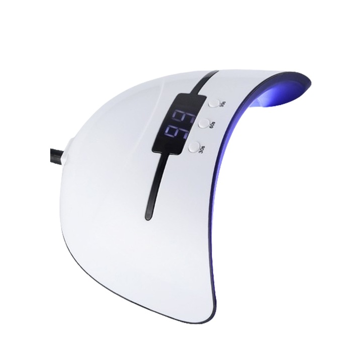 Lampa UV LED pentru manichiura-pedichiura, YWX, Senzor Automat, Display Digital, Timer, Alb