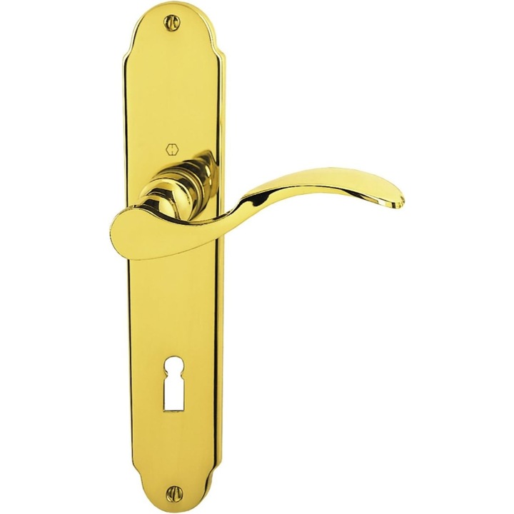 Maner usa interior, HOPPE Munchen M112PL/2021, cu slid pentru cheie, Alama, Auriu