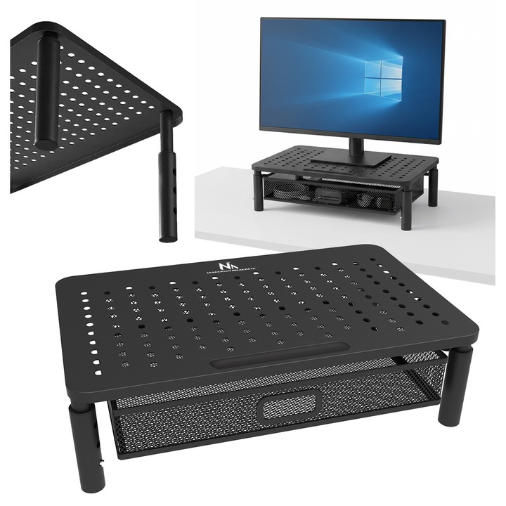Suport pentru monitor sau laptop Maclean MC-947, 13-32", 37 x 23.5 cm, 20 kg, negru