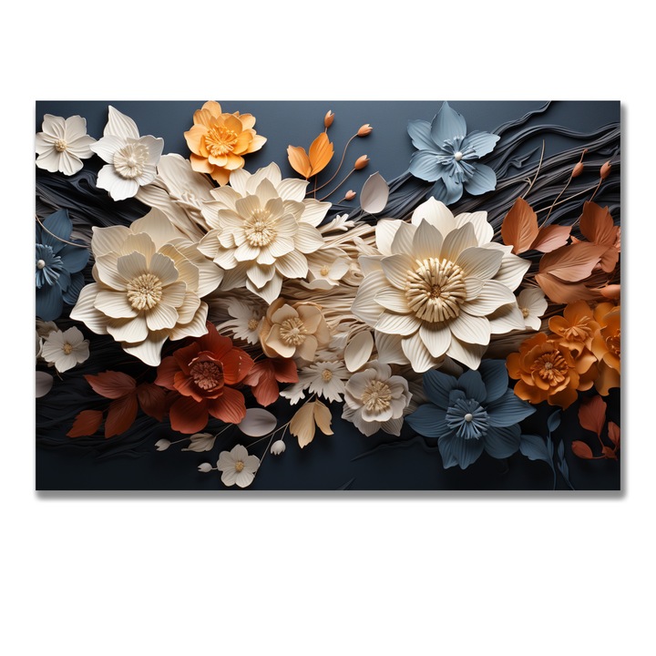 Tablou Canvas, Buchet de Flori Tehnica 3D, Dimensiune:50x70cm, Living