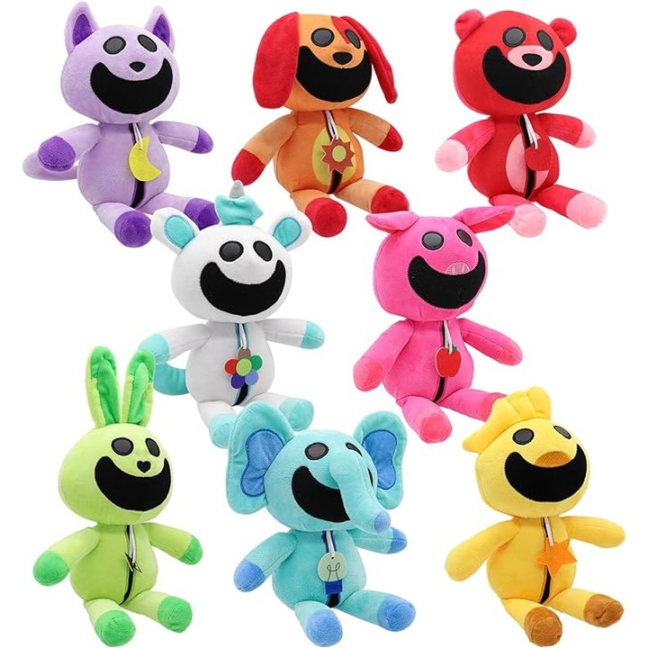 Комплект от 8 плюшени играчки, The Smiling Critters, включен герой CatNap, Многоцветни, 30 cm