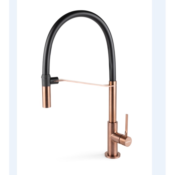 Baterie chiuveta FALMEC TREVI PRO PVD COPPER, Cu dus extractabil, Pivotanta, Monocomanda, Inox AISI 304