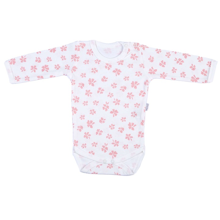 Body pentru copii, Tup Tup, DZ21011B, ecru, maneca lunga, floral, Ecru