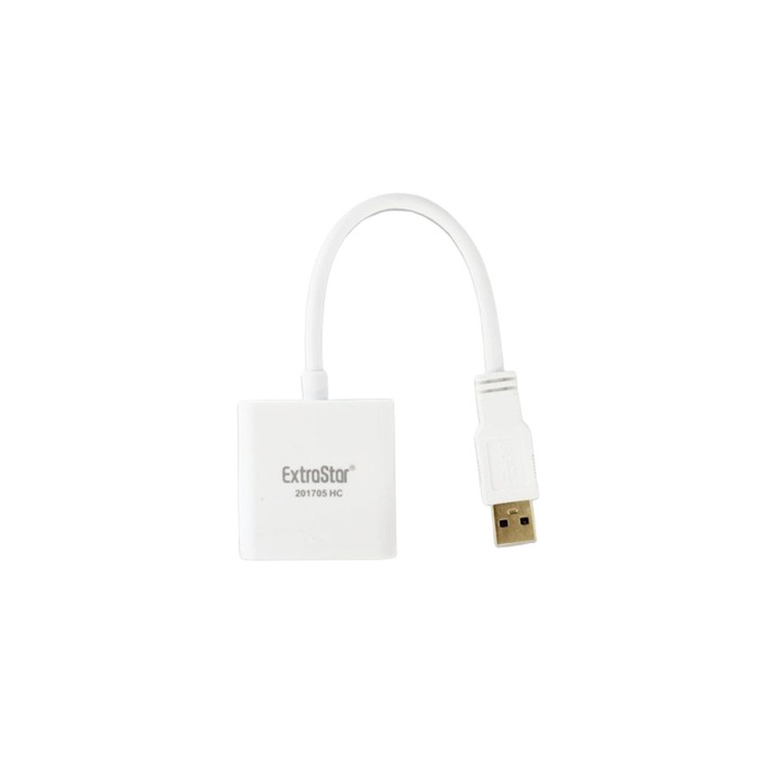 Extrastar USB към HDMI адаптер, бял, 15 см