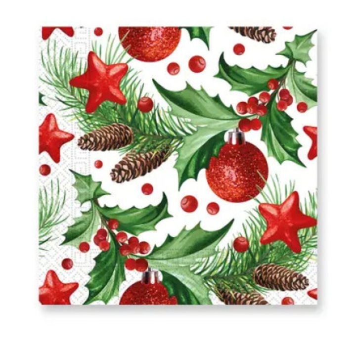 Servetel Craciun Pinecones 20 bucati 33x33 cm