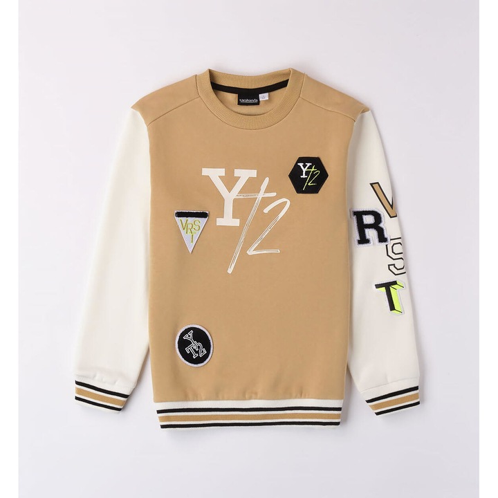 Nyomtatott pulóver fiúknak, Sarabanda, 0.7519, Bézs, 128-140 cm