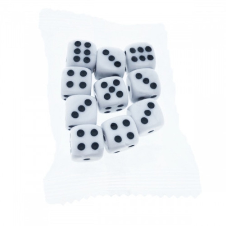 10 db-os kocka készlet 10 mm fehér fekete pöttyökkel, Dalimag