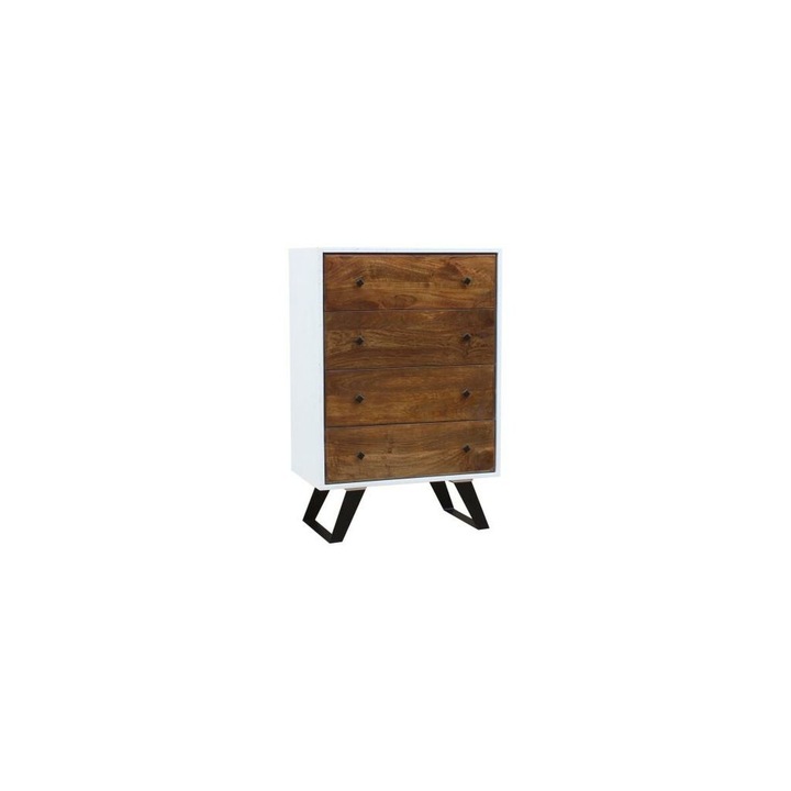 DKD Home Decor скрин, метал и мангово дърво, бял, 70x40x105 см