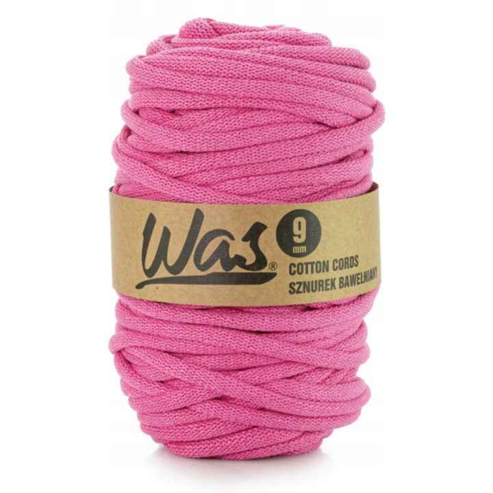 Snur bumbac pentru crosetat si tricotat snur macrame WAS impletit miez din poliester 9mm 50m Fucsia