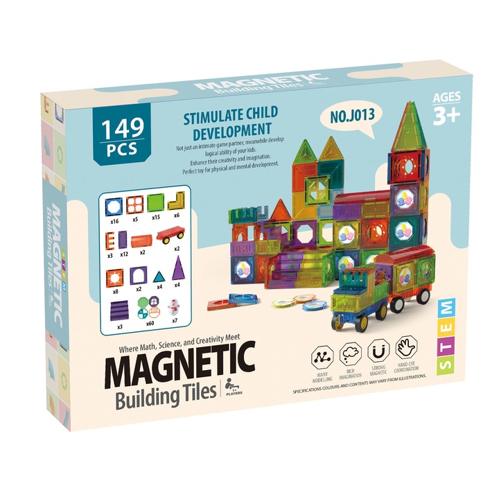 Caramizi magnetice, set cu pana la 149 de elemente