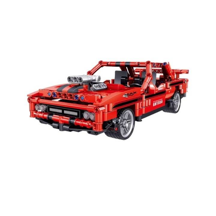 Piros versenyautó építőkészlet - Feixuan Cool Attack gyerekeknek és felnőtteknek, 631 db, 6 év feletti gyerekek