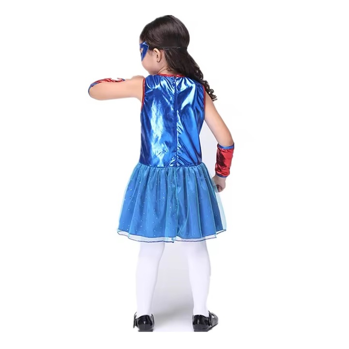 Costum Captain America KidMania® pentru fete, 5-7 ani, 110-120 cm